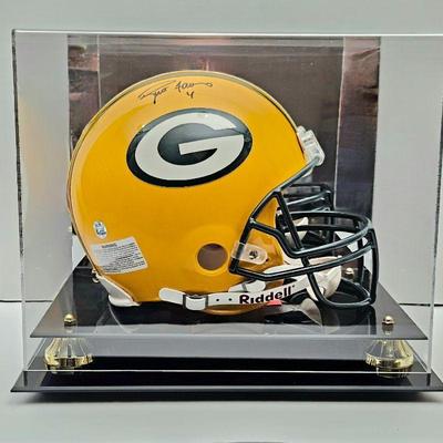 Green Bay Packers Signed Autographed Full Size Helmet - Brett Favre - With COA & Case 