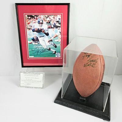 Denver Bronco Football Great Floyd Little - Signed Football in Display Case Plus Signed 8 x 10 Color Photo