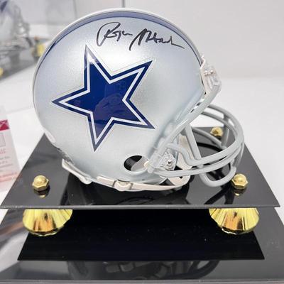 Authentic Dallas Cowboys Mini-Helmet- Signed by Roger Staubach in Case w/ JSA C.O.A