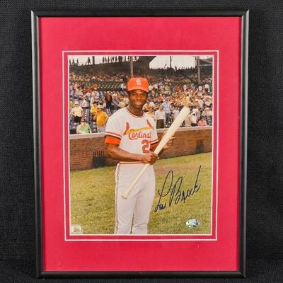Signed and Framed Color 8 x 10 of St Louis Cardinals Lou Brock 