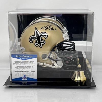 - Authentic Drew Brees Autographed New Orleans Saints Mini-Helmet in Case and Beckett C.O.A