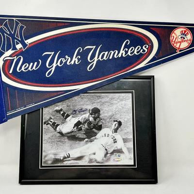 Authentic Signed Photo- Hall of Fames Greatest Catcher Yogi Berra- Taken in 1956 in the Yankees vs. Red Sox Game- Action Shot of Yogi and...