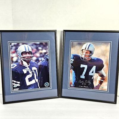 wo Autographed Color 8 x 10 Photos From Dallas Cowboy Football Players Mel Renfro HOFer & Bob LillyÂ 