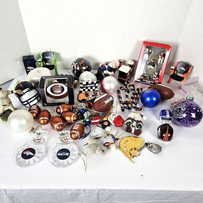 Large Collection of Colorado Sports Themed Christmas Ornaments in Storage Case 