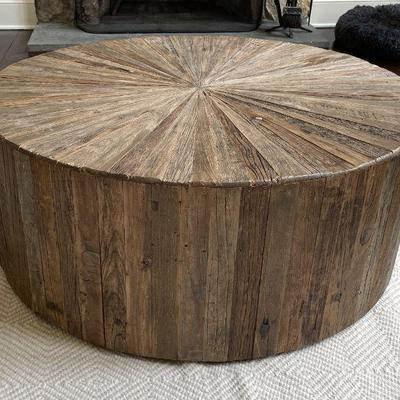 Country Willow Round Wood Coffee Table