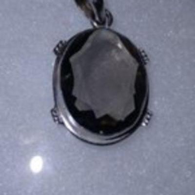 STERLING SILVER AND SMOKEY QUARTZ PENDANT