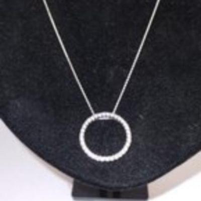 STERLING SILVER AND DIAMOND CHIP (?) NECKLACE
