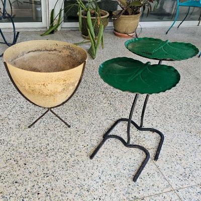 Fiberglass bullet planter, Salterini lily pad tables