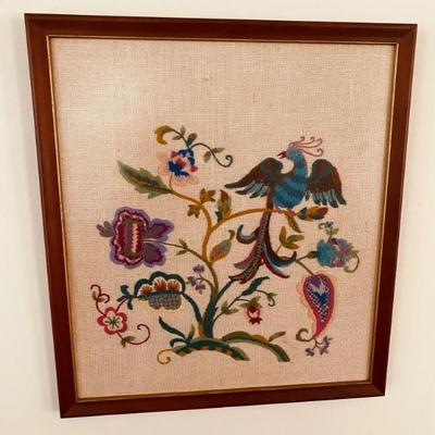 Beautiful Crewel bird art
