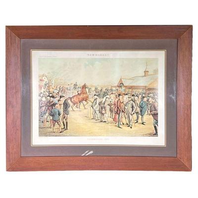 VINCENT BROOKS â€œNEWMARKETâ€ LITHOGRAPH | Titled â€œNewmarket Tattersallâ€™s, 1887â€ depicts lively horse auction and busy market....