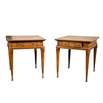 (2PC) PAIR WEIMAN SIDE TABLES | Pair of side tables with small drawer. â€œHeirloom Quality by Weimanâ€. - l. 26.5 x w. 21.5 x h. 23 in 