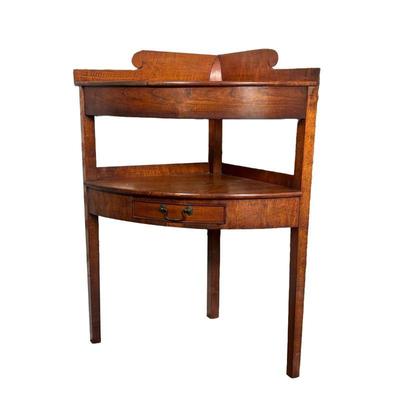 EARLY 19TH CENTURY MAHOGANY WASH STAND | Large hole for washing basin on top with lower shelf and small drawer. 