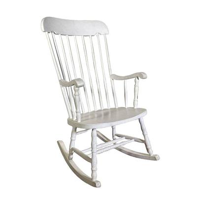 LOW WHITE ROCKING CHAIR | Low white rocking chair with spindle stretcher. - l. 28 x w. 22.5 x h. 40 in 