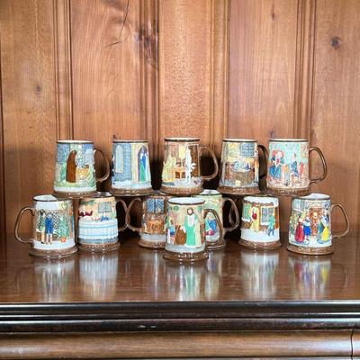 (12PC) ROYAL DOULTON â€œA CHRISTMAS CAROLâ€ TANKARDS COMPLETE SET | Complete set of 12 mugs by Royal Doulton each depicting a scene from...