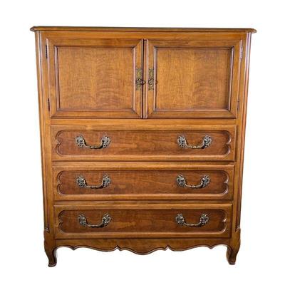 TALL FRENCH CHEST | Includes 3 large drawers and large storage area on top with 2 doors. - l. 42 x w. 19 x h. 48 in 
