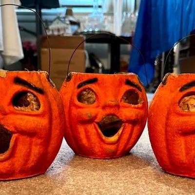 Vintage paper macheâ€™ pumpkins