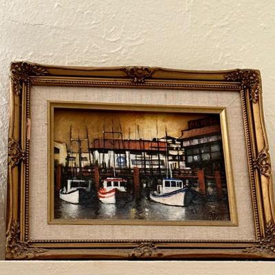 Small hand painted boat picture