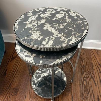 Ethan Allen Glass Nesting End Tables 19" W x 25" H x 19" D