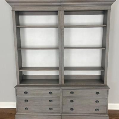 Ethan Allen Villa Single File Bookcase (2 available) - Light Gray - Ethan Allen Dynasty Desk - Aged Bisque 37.75" W x 17" D x...