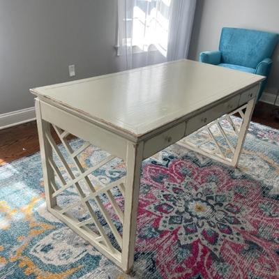 Ethan Allen Dynasty Desk - Aged Bisque 56.25" W x 27.25" D x 30" H