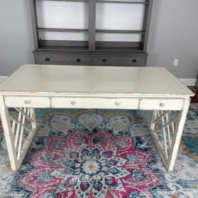 Ethan Allen Dynasty Desk - Aged Bisque 56.25" W x 27.25" D x 30" H