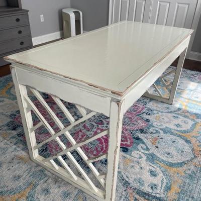 Ethan Allen Dynasty Desk - Aged Bisque 56.25" W x 27.25" D x 30" H