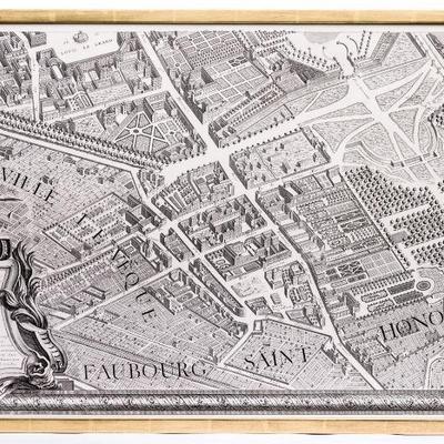 110 BRETEZ TURGOT MONUMENTAL VIEW MAP OF PARIS FRANCE