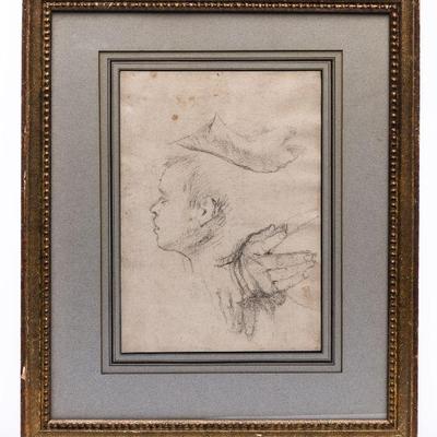 94 18TH CENTURY PENCIL STUDY OF A WOMAN