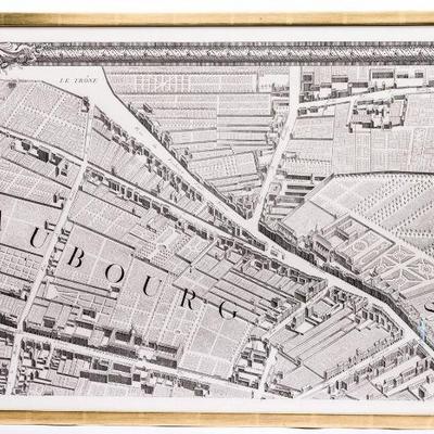 118 BRETEZ TURGOT MONUMENTAL VIEW MAP OF PARIS FRANCE
