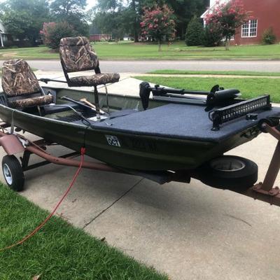Small duck boat with 8hp motor, trolling motor, and trailer! $2500 obo 