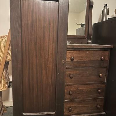 Antique wardrobe with chest 