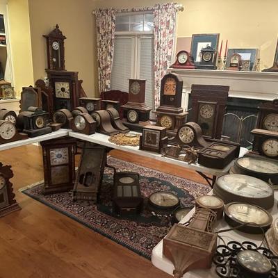 We have over 60 antique and vintage clocks of all shapes and sizes 