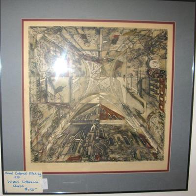 Hand colored etching   Buy it now $ 150.00
