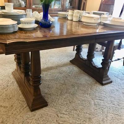 Lenoir Mediterranean dining table with 3 leaves and 2 pads $225