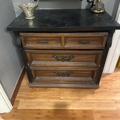 vintage cabinet with marble top