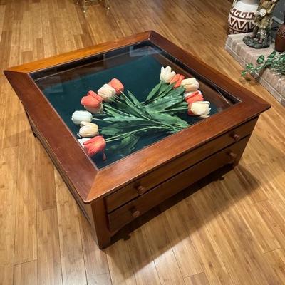 coffee table with 2 drawer one is display 
