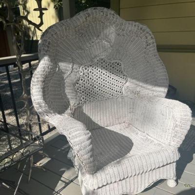 Wicker Patio Wingback Chair