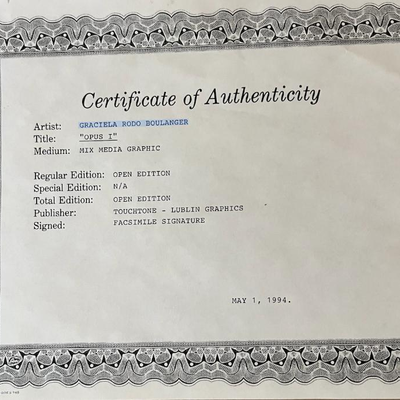 GRACIELA RODO BOULANGER - Framed Art $450