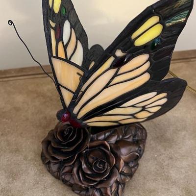 Stained glass butterfly lamp