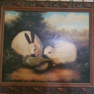 Himalayan Rabbits Eating Cabbage - Mercari print