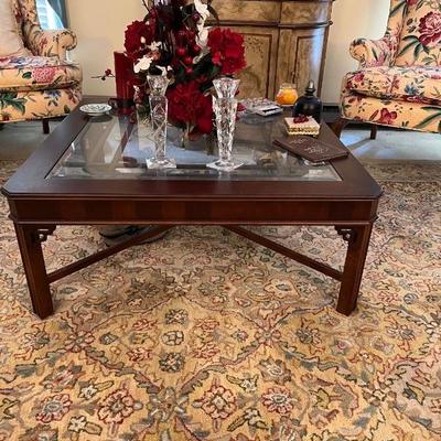 Chinese Chippendale style coffee table/glass  insert top