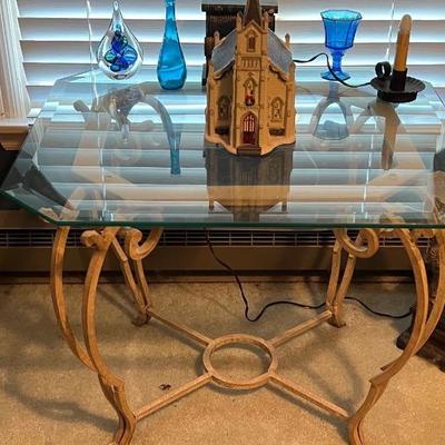Wrought iron table/glass top