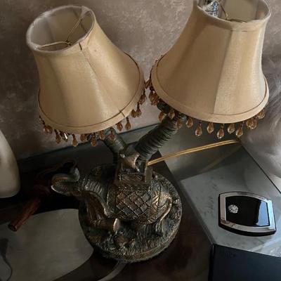 Elephant lamp/ beaded fabric shade