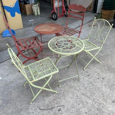 Child metal table and chairs