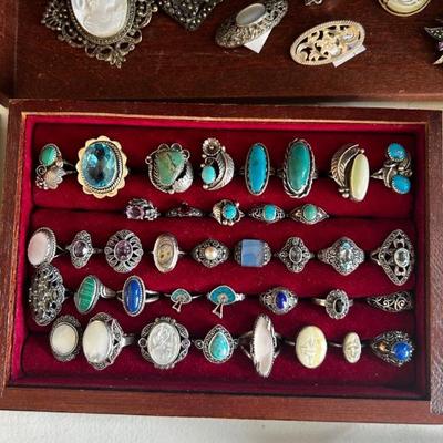 Vintage rings with semi precious stones