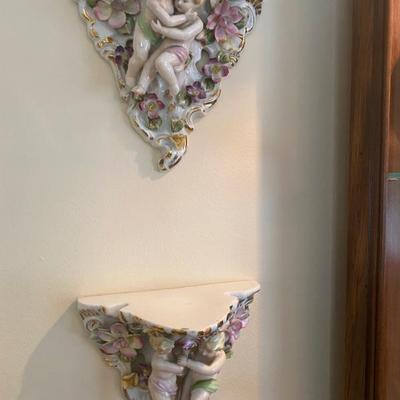 Vintage Capodimonte Cupid Wall Shelf