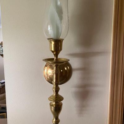 Pair of Brass/Hurricane Candle Sconces