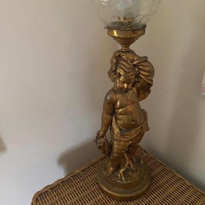 Vintage Gold GIlt Cupid Accent Lamp