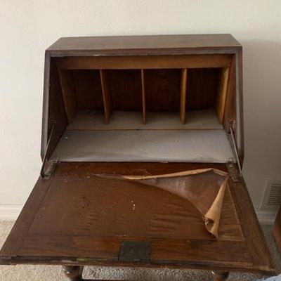 Antique Drop Down Desk. Opened