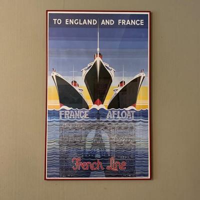 Framed France Afloat. French Line Poster